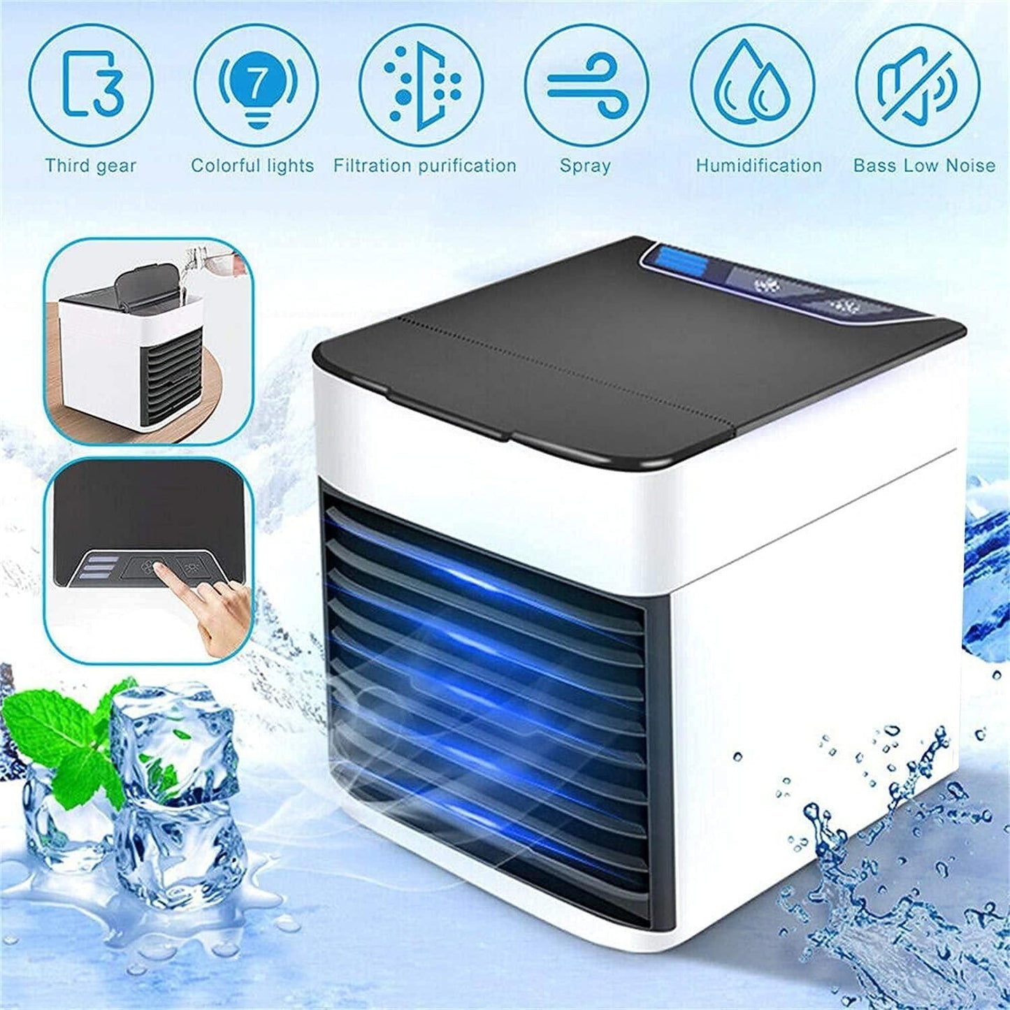Mini Air Conditioner Air Cooler – Portable & Compact Personal Cooling Fan (Multicolor)