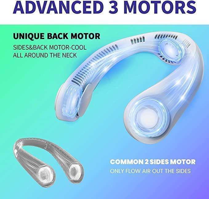 Bladeless 79mAh Portable Neck Fan – 78 Air Vent Turbo Cooling with 5200 Outlets | Hands-Free Personal Fan