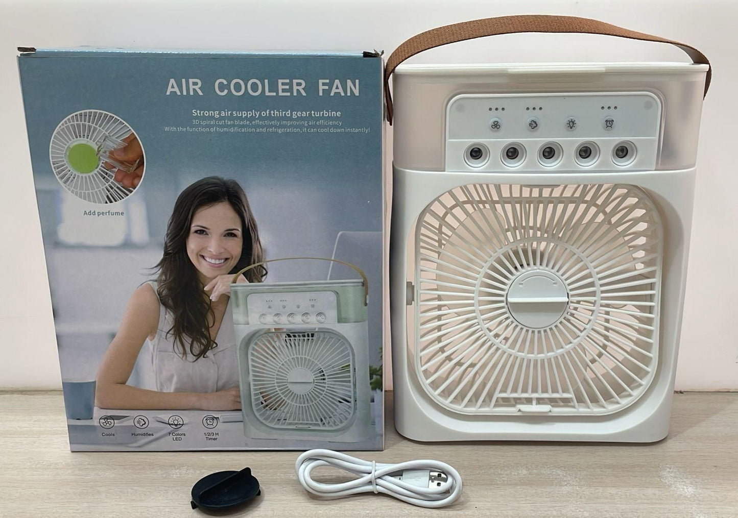 USB Portable Air Cooler Fan – Water Spray Mist Electric Fan & Humidifier for Home (Multifunction | 120g)