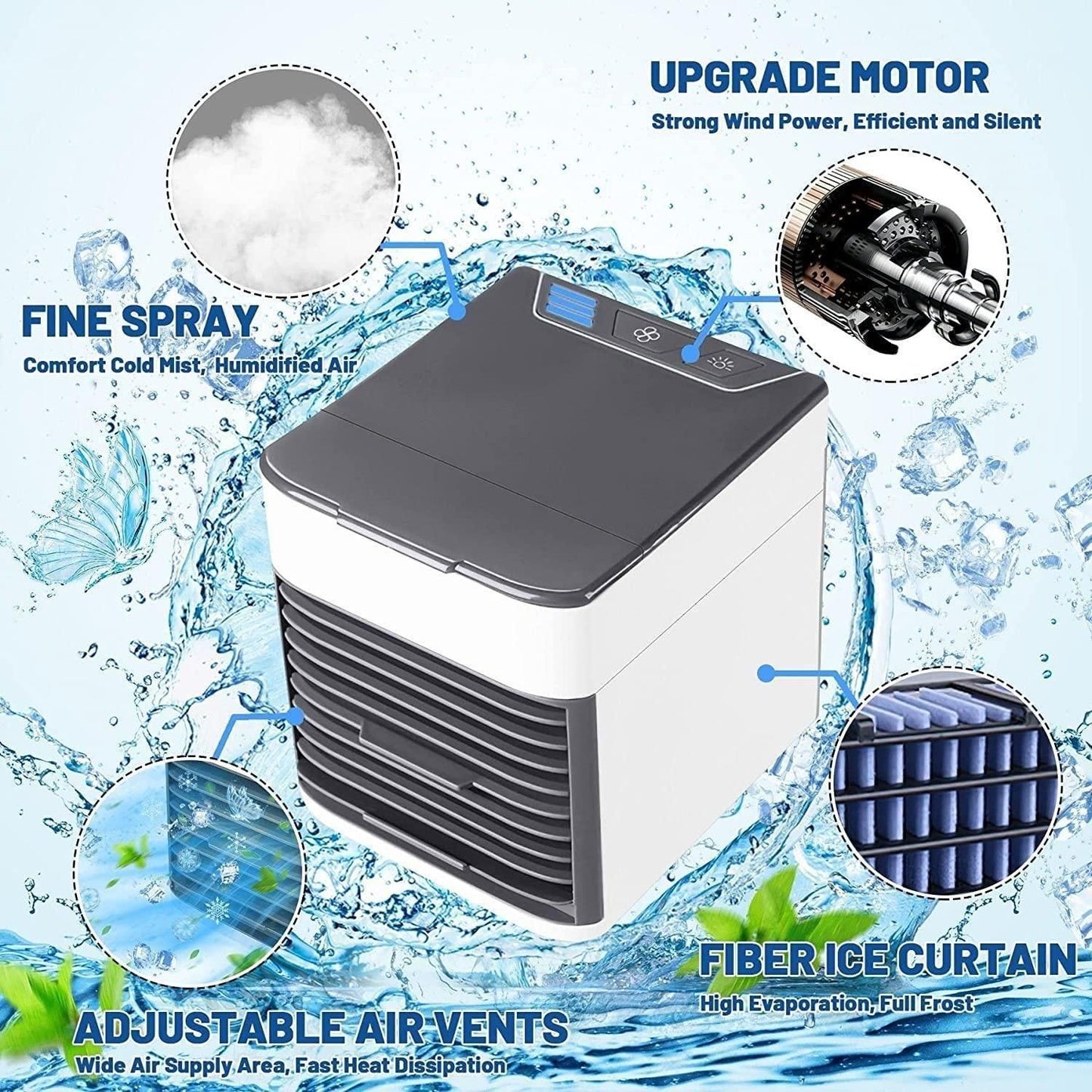 Mini Air Conditioner Air Cooler – Portable & Compact Personal Cooling Fan (Multicolor)